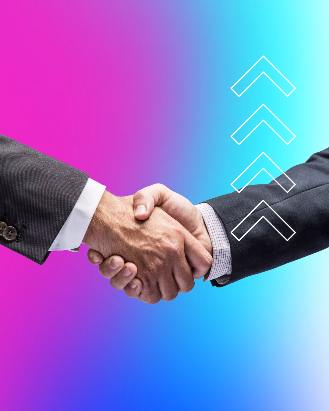 Handshake zwischen Geschäftspartnern vor farbigem Hintergrund